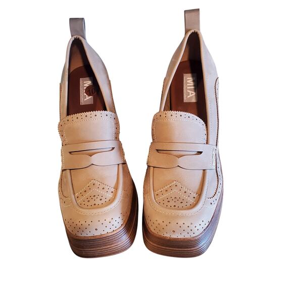 MIA Womens Yisel Platform Loafer Shoes Size 10 Light Brown NEW - Picture 1 of 9